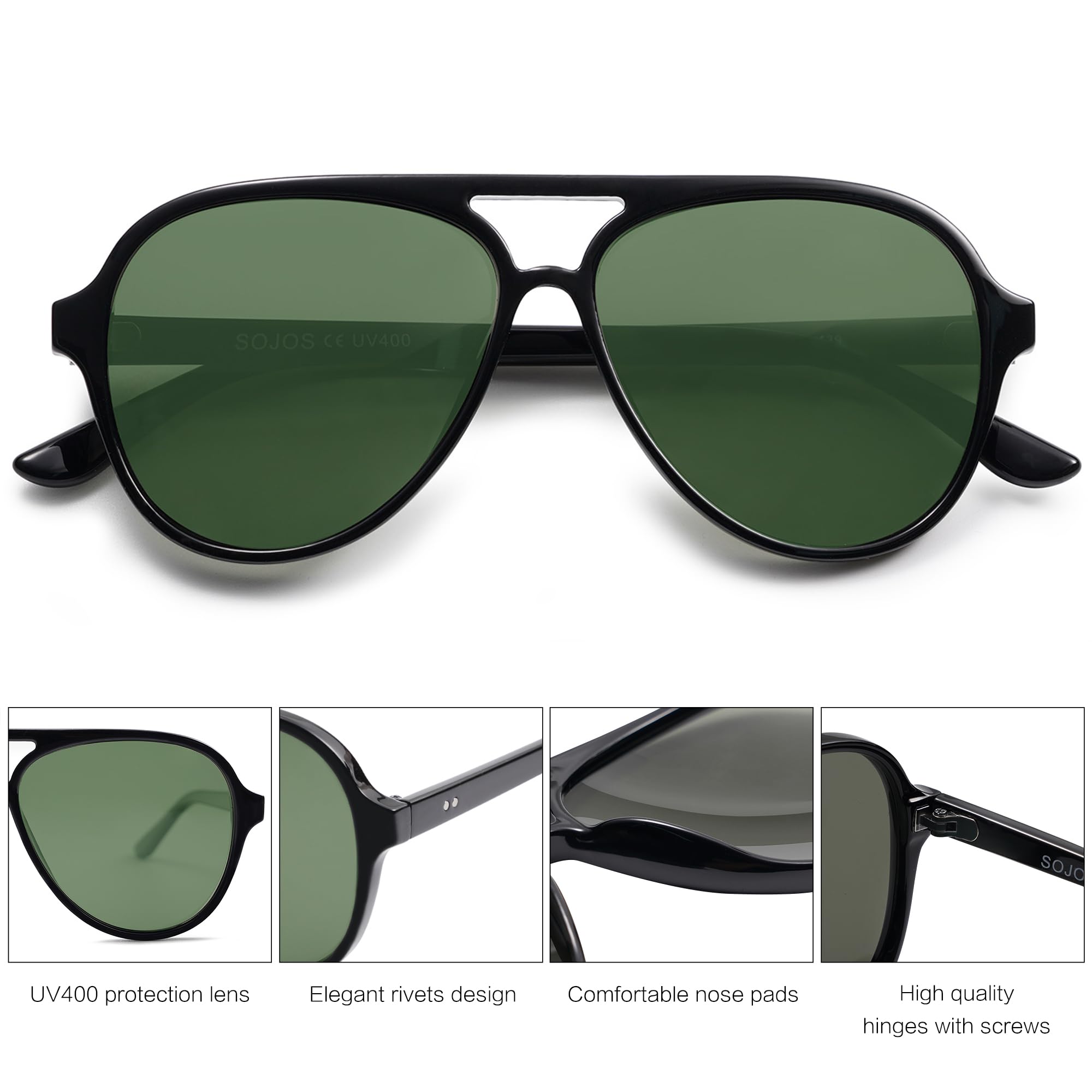 SOJOS Classic Polarized Aviator Sunglasses for Women Men, Retro Trendy Aviators Shades SJ2201